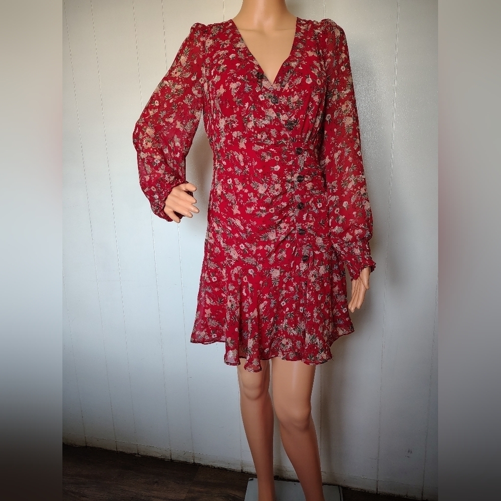ESSUE Floral Red Dress Size S